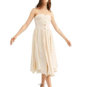 Free People Amanda strapless cotton midi dress, xs